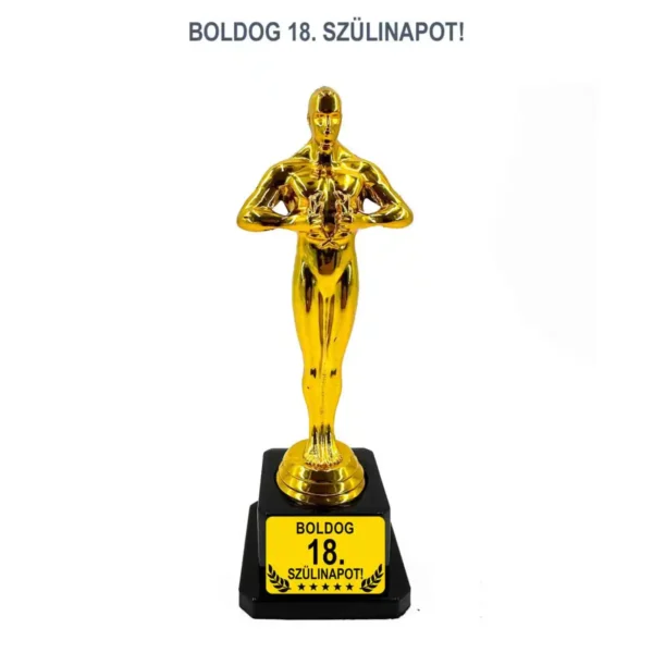 Oscar szobor 18 cm – Boldog 18. Szülinapot