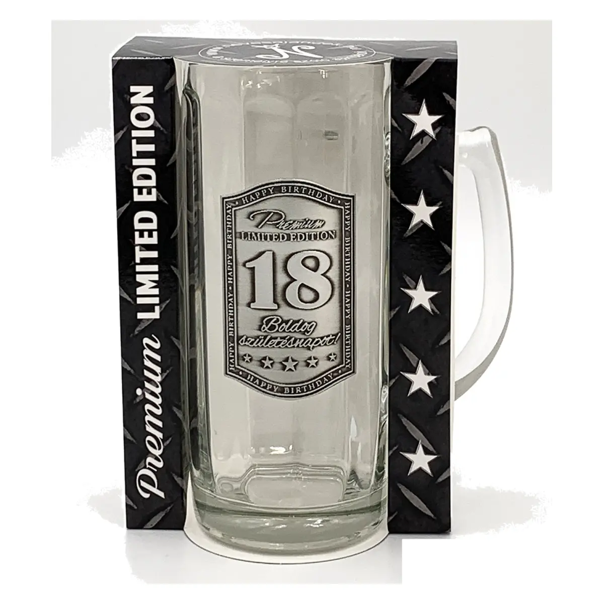 Fémcímkés söröskorsó 0,5 l – Boldog 18. Szülinapot