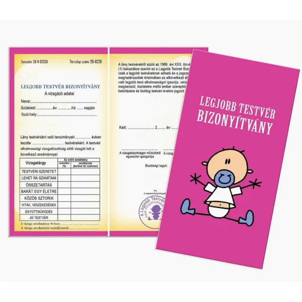 Bizonyítvány Legjobb Testvér lány