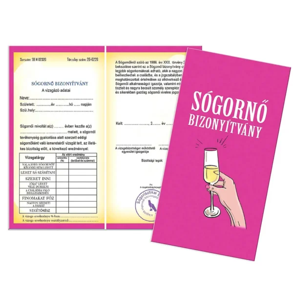 Bizonyítvány Sógornő - Ajándék Sógornőnek