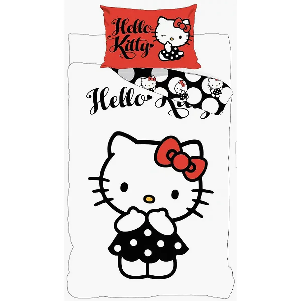 Hello Kitty ágyneműhuzat - 140×200cm Black