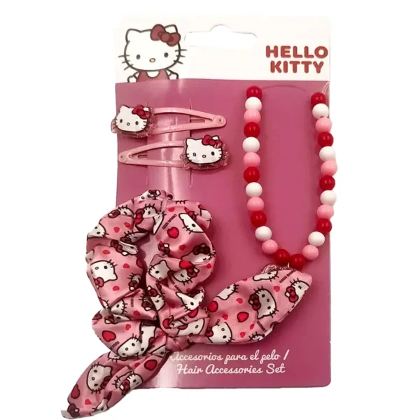 Hello Kitty nyaklánc és hajkiegészítő szett - Pink