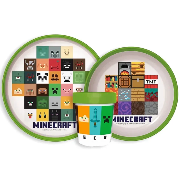 Minecraft csúszásmentes étkészlet műanyag szett