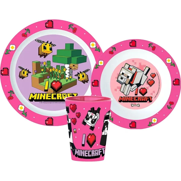 Minecraft étkészlet, pohárral 260 ml