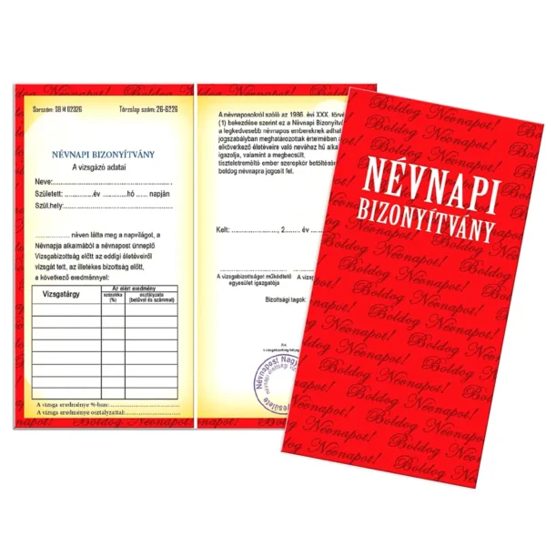 Bizonyítvány Névnapi - Névnapra Ajándék