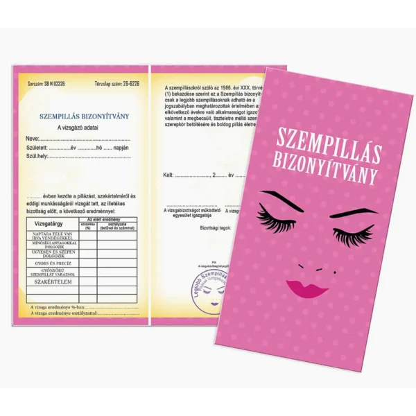 Bizonyítvány Szempillás - Ajándék Kozmetikusnak