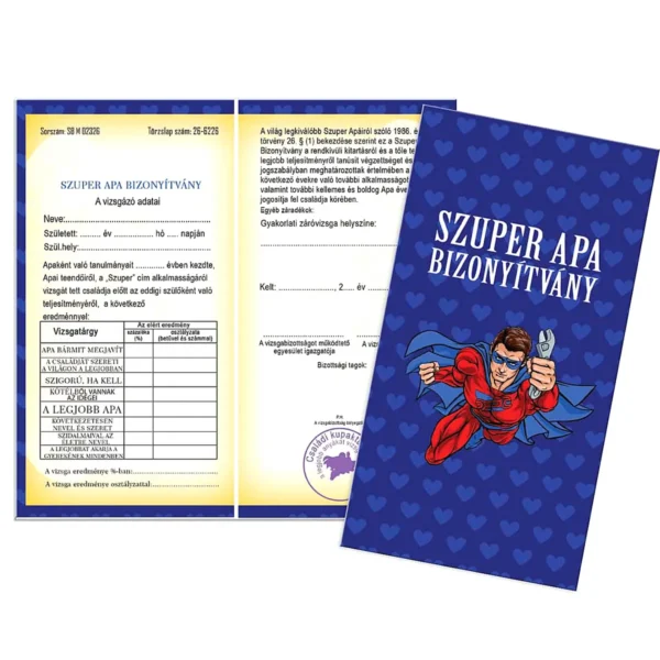 Bizonyítvány Szuper Apa