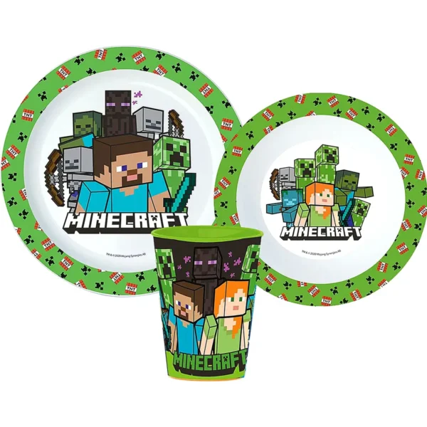 Minecraft étkészlet, pohárral 260 ml