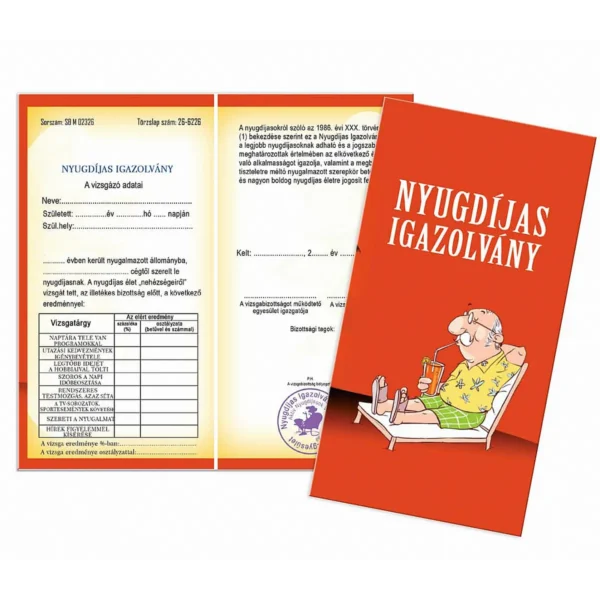 Nyugdíjas Bizonyítvány férfi - Ajándék Nyugdíjasnak