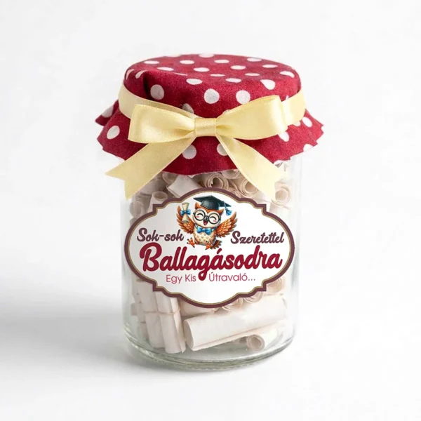 Ballagási Kívánság Befőtt – Sok‑sok Szeretettel Ballagásodra (piros)