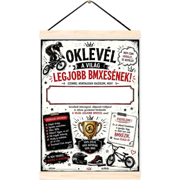 Oklevél a világ legjobb BMX-esének