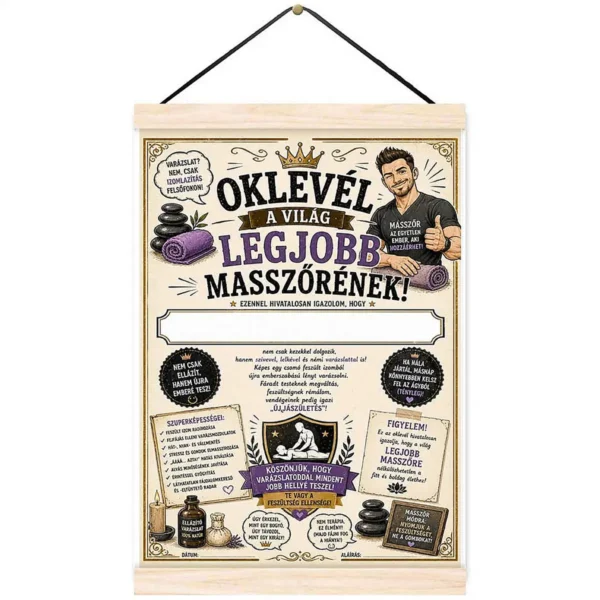 Oklevél a világ legjobb masszőrének A4 méret