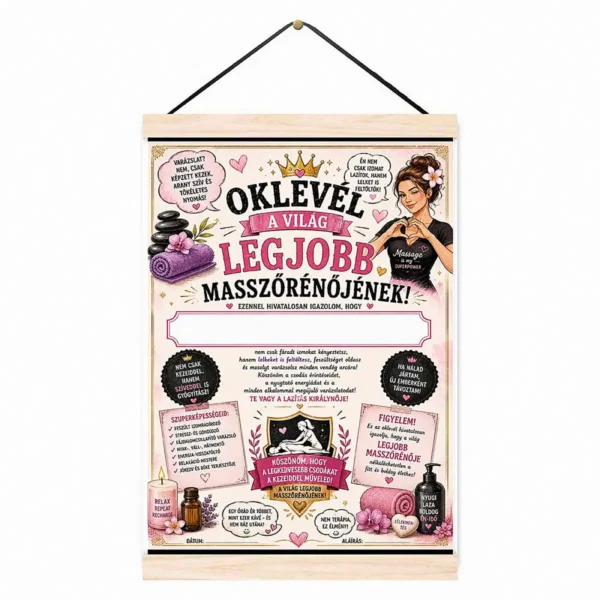Oklevél a világ legjobb masszőrnőjének