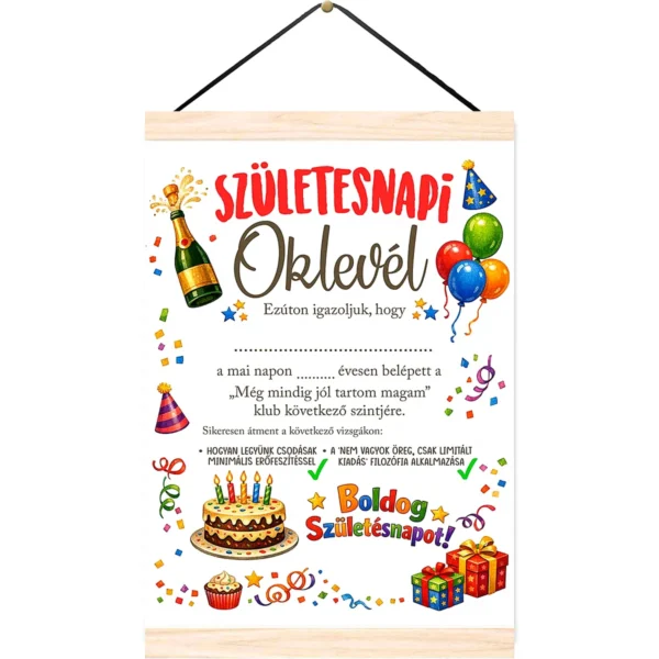 Oklevél – Írható születésnapi oklevél