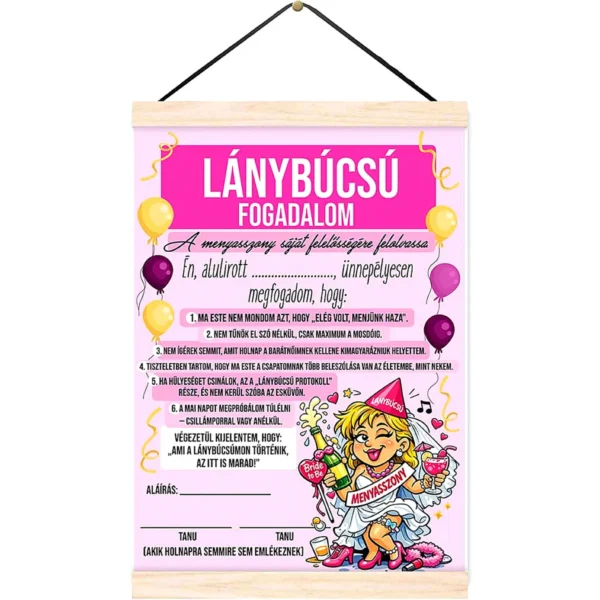 Oklevél – Lánybúcsú fogadalom