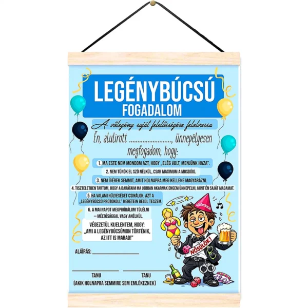 Oklevél – Legénybúcsú fogadalom