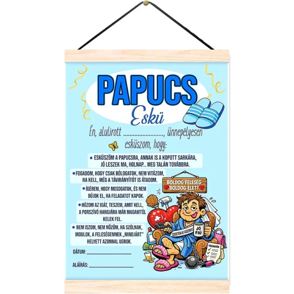Oklevél – Papucs eskü legénybúcsúra