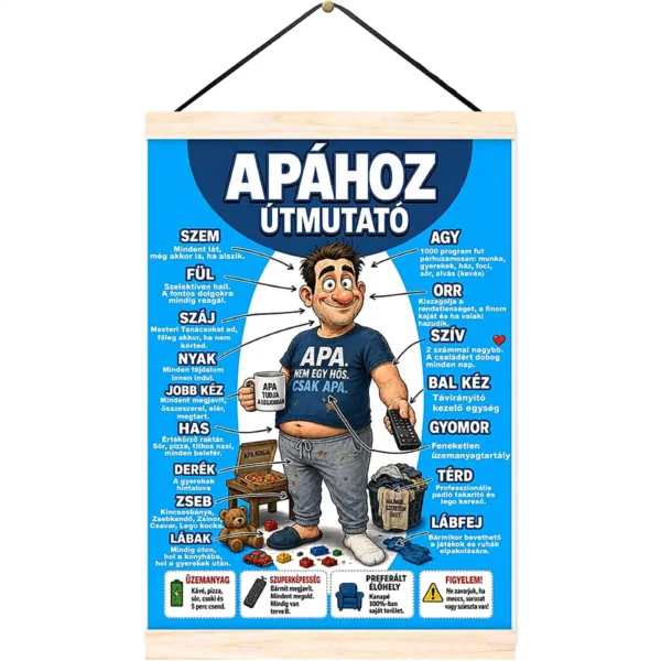 Oklevél – Útmutató apához – Vicces ajándék apáknak