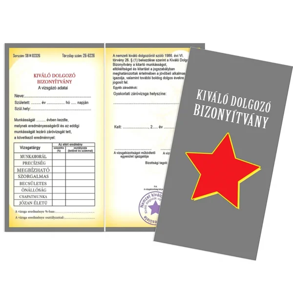 Vicces Bizonyítvány – Kiváló dolgozó
