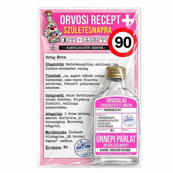 Vicces Orvosi Recept + Laposüveg – 90. Születésnapra