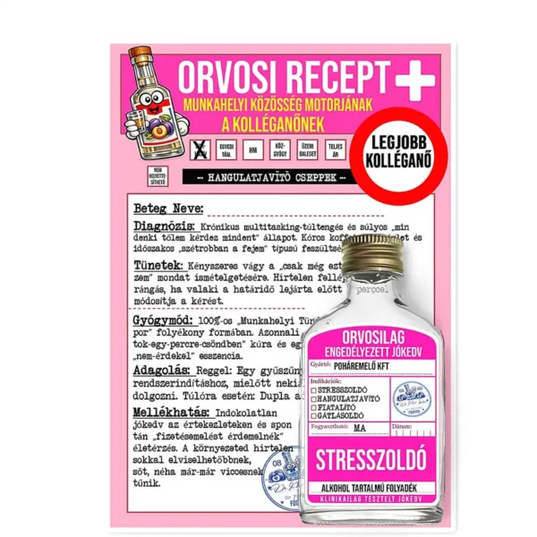 Vicces Orvosi Recept + Laposüveg – A Kolléganőnek