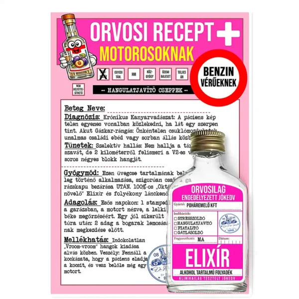 Vicces Orvosi Recept + Laposüveg – Motorosoknak