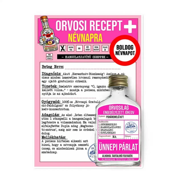 Vicces Orvosi Recept + Laposüveg – Névnapra