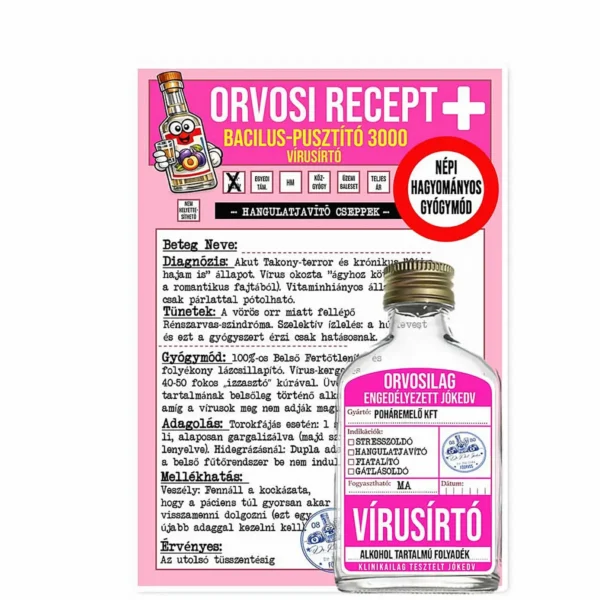Vicces Orvosi Recept + Laposüveg – Vírusírtó