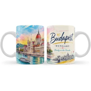 Budapest Bögre – Akvarell Parlament Mintás Magyar Szuvenír