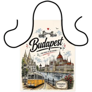 Budapest Hungary Kötény – Parlament és Sárga Villamos Mintával