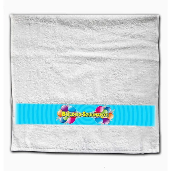Nagy törölköző – Boldog szülinapot! kék 120×70 cm