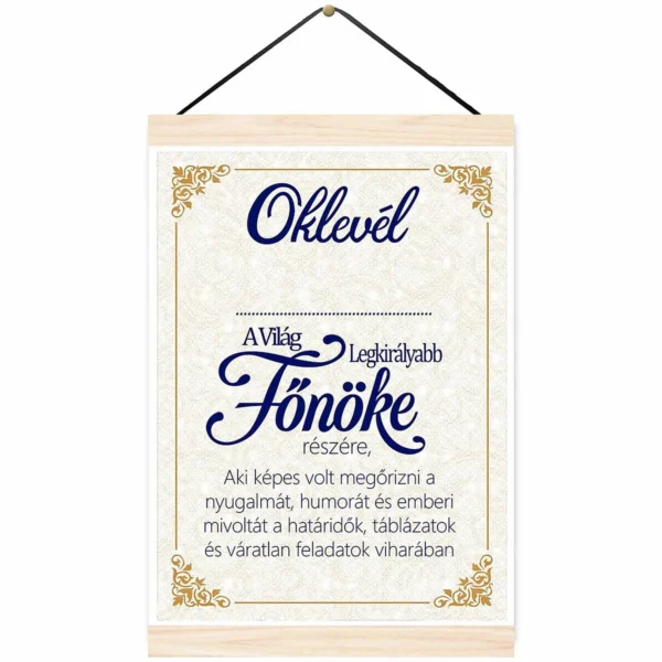 Oklevél – A világ legkirályabb főnöke