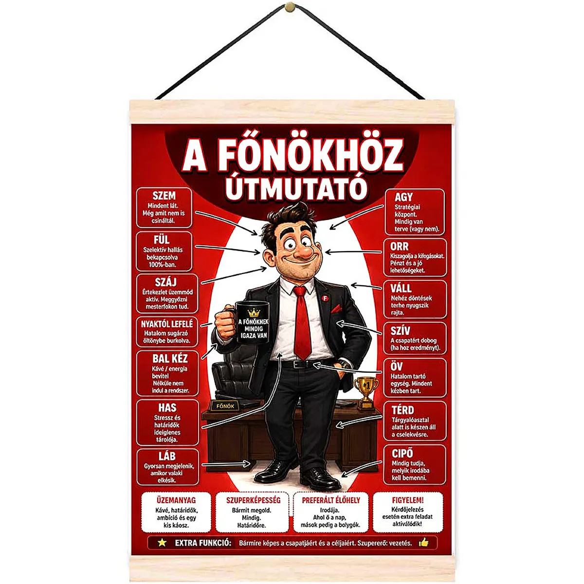 Oklevél – Útmutató a főnökhöz – Vicces ajándék főnököknek