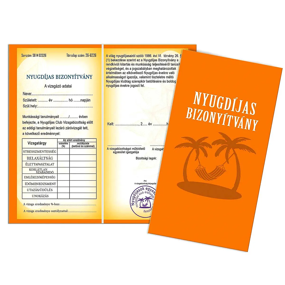 Vicces Bizonyítvány – Nyugdíjas