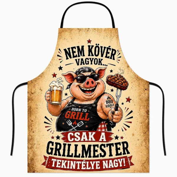 Vicces Kötény – Nem Kövér Vagyok Csak A Grillmester – 50×70 cm