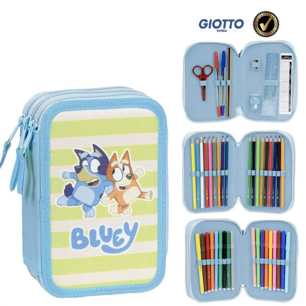 Bluey Striped töltött 3 emeletes tolltartó 13×20×7 cm – GIOTTO töltött tolltartó