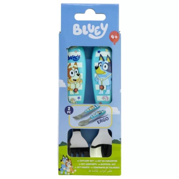Bluey Yummy fém ergo evőeszköz készlet – 2 darabos – Gyerek kanál és villa – Bluey design