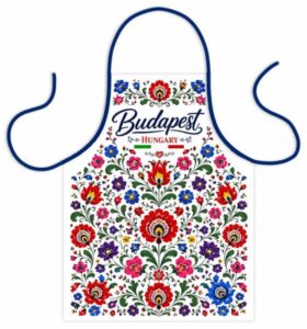 Budapest Hungary Kötény – Kalocsai mintás kötény – Magyar ajándék Budapest‑rajongóknak
