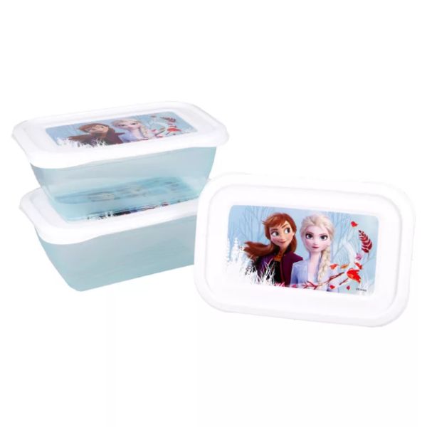 Disney Jégvarázs Blue Forest műanyag ételhordó doboz 3 db-os 540 ml – BPA‑mentes – Légmentesen záródó Frozen doboz szett