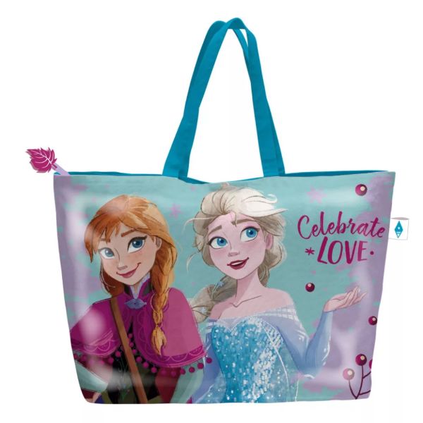 Disney Jégvarázs Celebrate strandtáska 48×32 cm – Frozen nyári táska – 100% poliészter