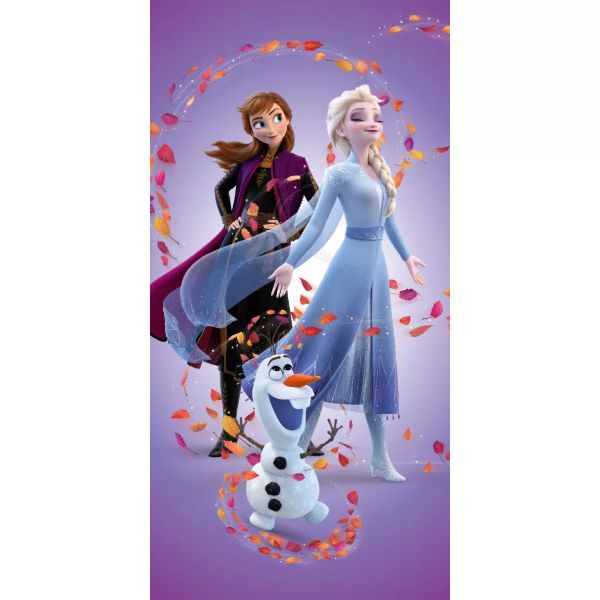 Disney Jégvarázs Leaves Magic fürdőlepedő 70×140 cm – Frozen strand törölköző – 100% pamut