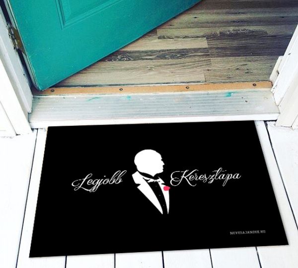 Legjobb keresztapa – Vicces lábtörlő 60×40 cm – Ajándék keresztapának