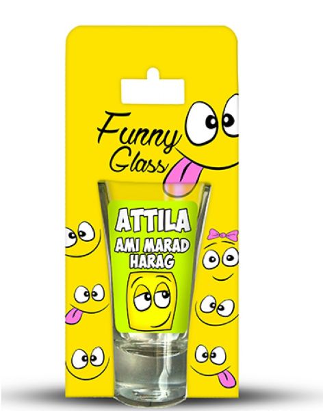 Neves pálinkás pohár 0,75 ml – Attila – Névre szóló ajándék