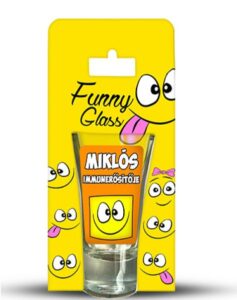 Neves pálinkás pohár 0,75 ml – Miklós – Névre szóló ajándék