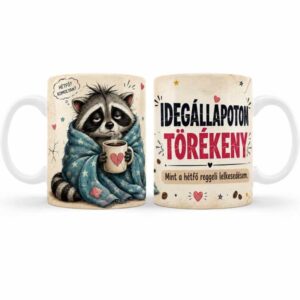 Vicces bögre – Idegállapotom törékeny – Humoros ajándék kávérajongóknak