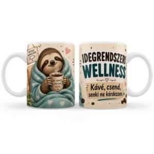 Vicces bögre – Idegrendszeri wellness kávé csend senki ne kérdezzen – Ajándék kollégának kolléganőnek