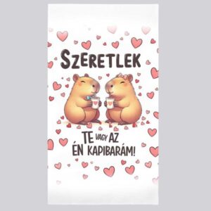 Szerelmes törölköző 50×100 cm Szeretlek Te vagy az én Kapibarám felirattal – Valentin napi ajándék