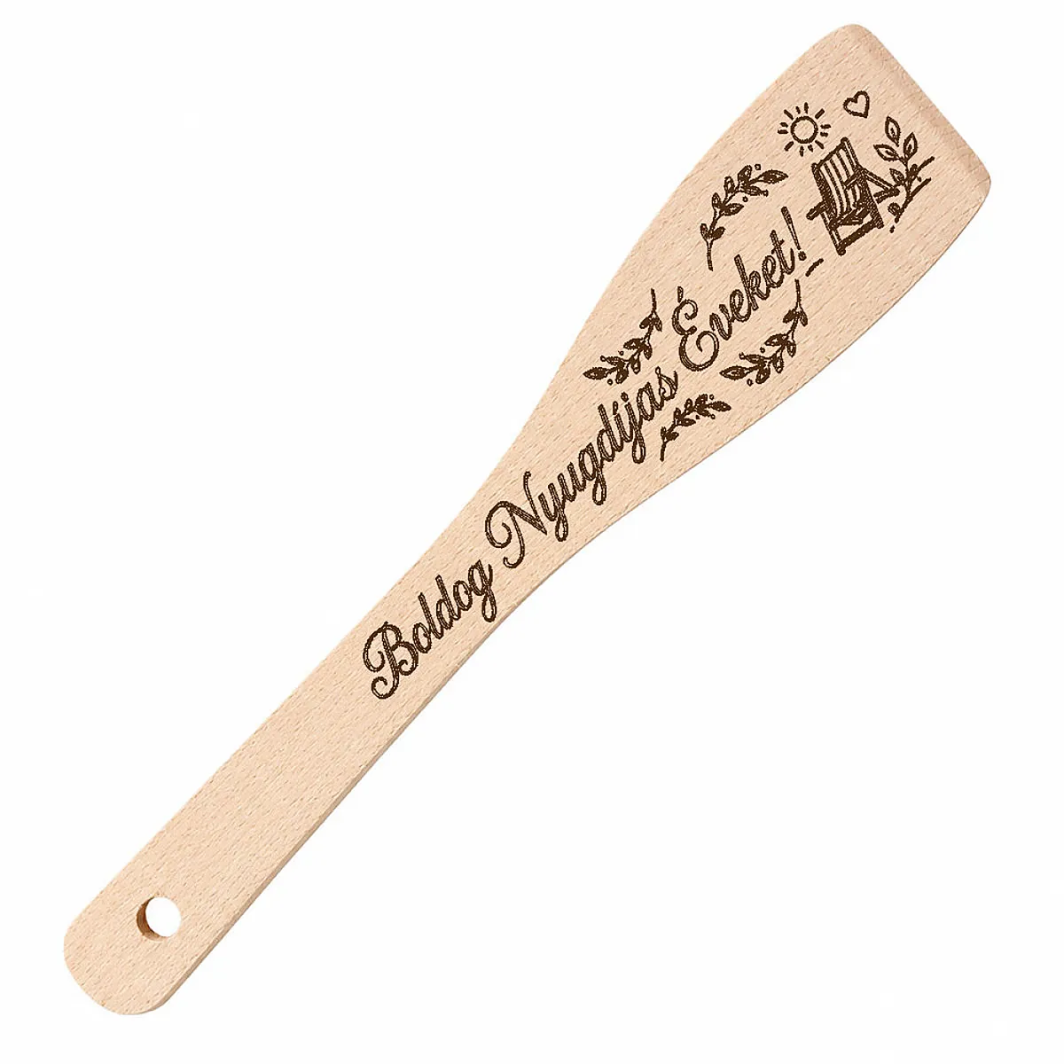 Boldog Nyugdíjas Éveket Gravírozott Fakanál – 30 cm