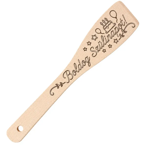 Boldog Szülinapot! Gravírozott Fakanál – Születésnapi Ajándék – 30 cm – Fa Fakanál