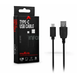 Maxlife USB Type-C adat- és töltőkábel 20 cm-es vezetékkel